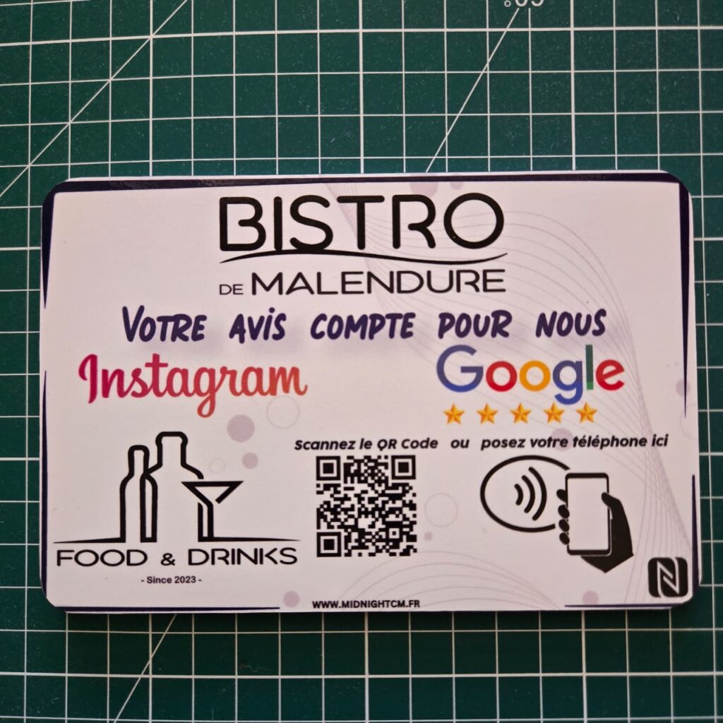 plaque nfc bistro de malendure midnight cm plaque nfc personnalisée